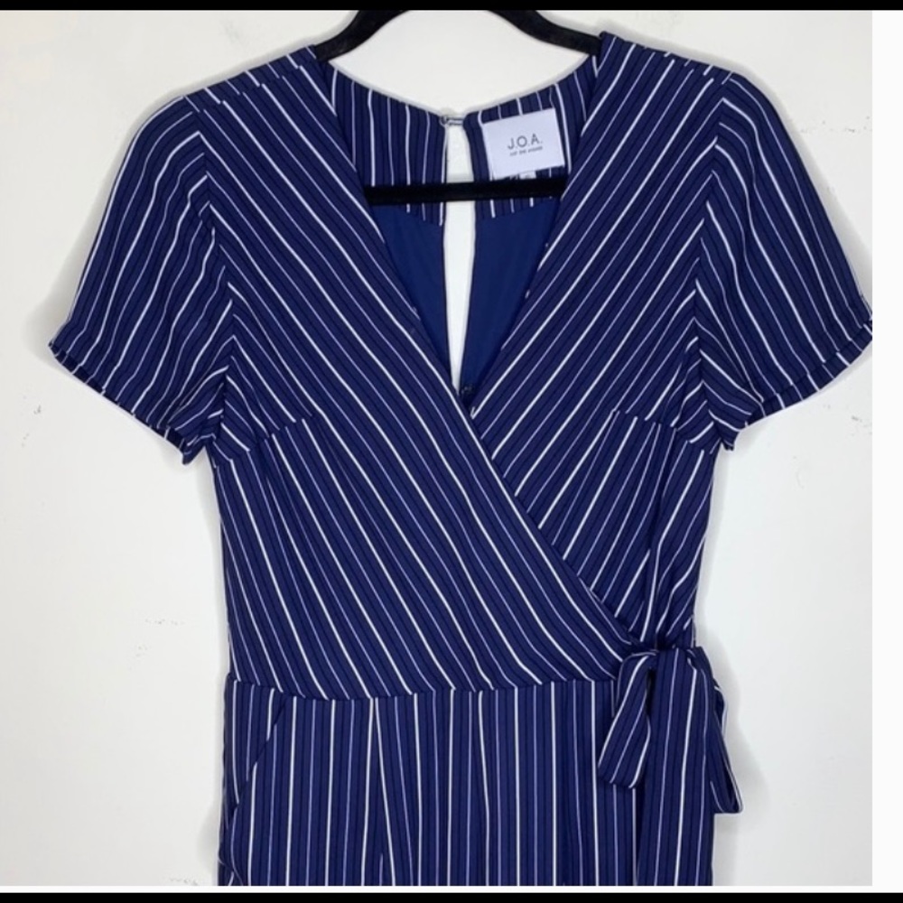 J.O.A Blue Pinstripe Jumpsuit - Picture 2 of 4
